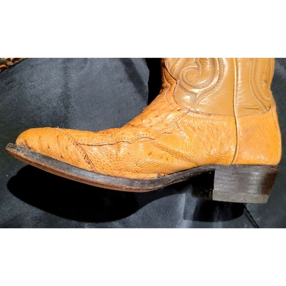 Vintage Tony Lama Light Brown Ostrich Quill Leather Cowboy Boots 8.5 D - Picture 8 of 11